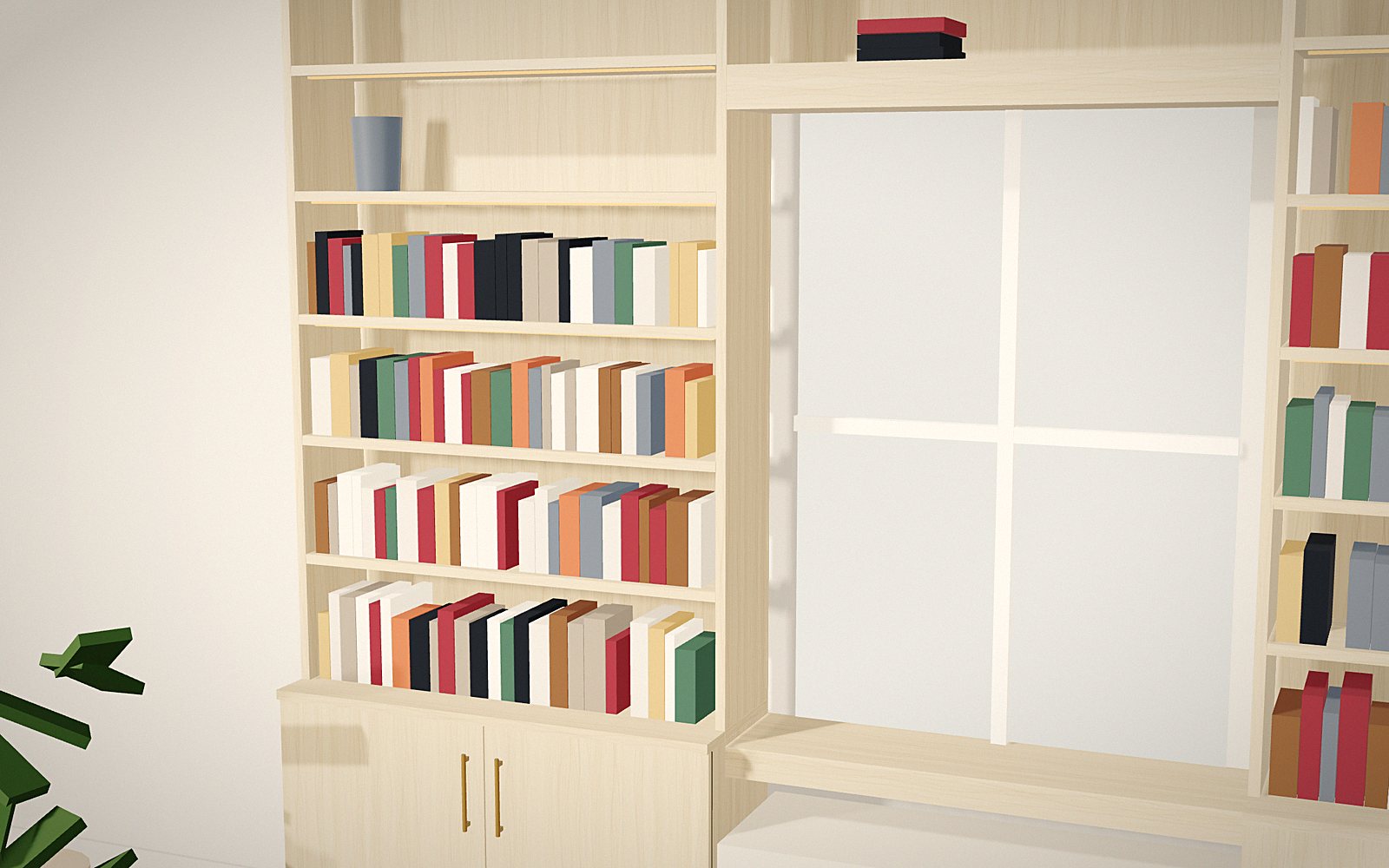 Window seat: 3D rendering of a Library Worx design